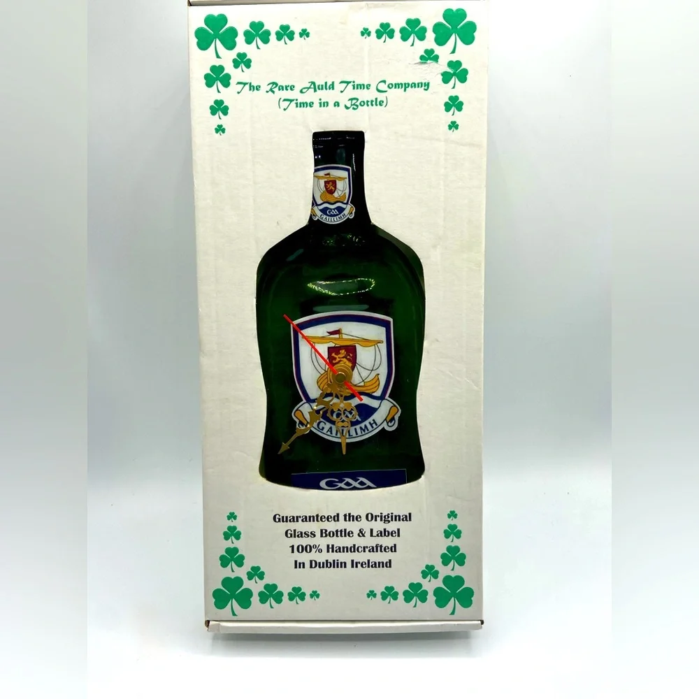 The Rare Auld Time Company Handmade Irish Bottle Clock – Galway GAA Crest